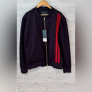 NWT Good Counsel Men's Large Pippen Track Full Zip Jacket Purple w Red Stripes